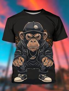 [Pierson Selection] Adult T-Shirt With 3D Digital Print, New Summer T-Shirt For Men - 深灰色 - 查看 5