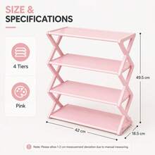 4-Tier Z-Shaped Plastic Floor Storage Rack, Multi-Functional Large Capacity Storage Shelf, Easy Assembly Floor Storage Rack, Stackable, Suitable For Hallway, Closet, Living Room, Bedroom, Dorm - Multicolor - View 11