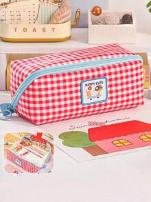 1 pieza Nuevo estuche de lápices con estampado de cuadros de perro salchicha, caja de almacenamiento de artículos de papelería de gran capacidad, bolsa de lápices portátil, bolsa organizadora de artículos de tocador para viajes, soporte para lápices, funda para marcadores, caja de bolígrafos, bolsa de maquillaje, bolsa de almacenamiento de escritorio, esencial para volver a la escuela - Multicolor - Ver 13