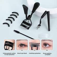 MONKIDS 8/12/14PCS Eyelash Tool Set, Includes Eyelash Curler With Comb, Eyelash Brush, Eyelash Tweezers, Steel Comb, Silicone Pad, Suitable For All Eye Shapes, Curl And Lift Eyelashes, Suitable For Women's Eye Eyelash Set, Stainless Steel Eyelash Curler - Black - View 5