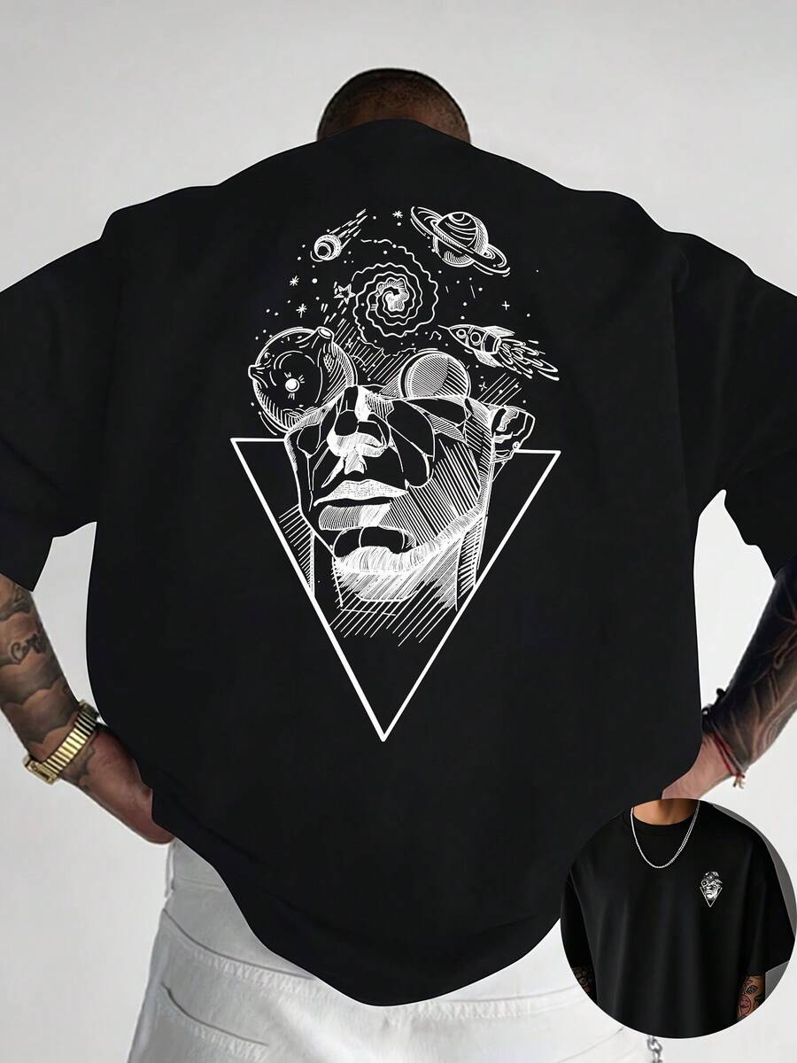 Men T-Shirts - 黑色 - 查看 1