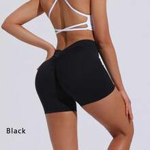 DIAS FIT JOY High Waist Butt Lifting Sports Shorts, Women's Nylon Yoga Shorts, Workout And Fitness Sports Pants - 黑色的 - 查看 1