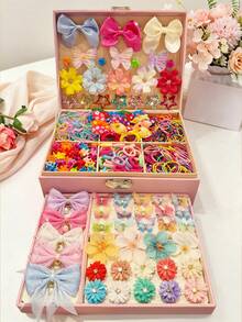 Juego de 10-705 piezas de accesorios para el cabello de niñas con colores de caramelo, elegantes diademas con pedrería y perlas, pinzas para el cabello con lazos para niñas, pinzas de cocodrilo con flores de cola de golondrina de tela, pinzas de garra para el cabello, pinzas de mariposa de malla, pinzas laterales, garras para el cabello, bandas elásticas de colores, lazos para el cabello, accesorios para el cabello suaves y no dañinos, accesorios para fotos de niñas, accesorios para combinar peinados diarios, cosas que las niñas aman - Multicolor - Ver 1