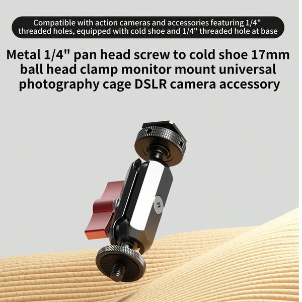 Brazo Mágico Ajustable con Cabezal de Bola Universal y Bloqueo Inverso de Disco 1/4 a Zapato Frío para Cámaras de Acción, Montaje en Cámaras DSLR, Jaulas de Cámara y Marcos Protectores