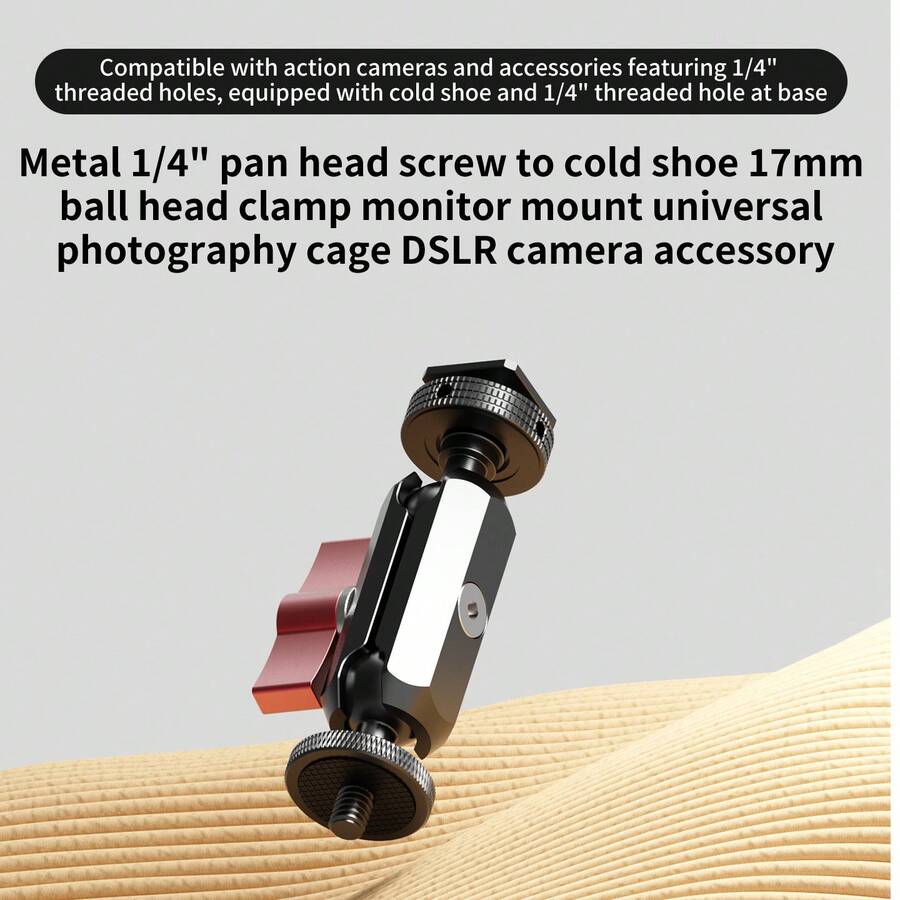 Brazo Mágico Ajustable con Cabezal de Bola Universal y Bloqueo Inverso de Disco 1/4 a Zapato Frío para Cámaras de Acción, Montaje en Cámaras DSLR, Jaulas de Cámara y Marcos Protectores - Ver 1