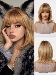 14 Inch Medium Length Curly Wig, Soft And Natural, Realistic Scalp, Women's Wig, Essential For Makeup And Festivals, Must-Have For Beginners, Comfortable To Wear, Suitable For Daily Use, Perfect Gift For Girlfriend, Fashion Essential - Multicolor - View 2