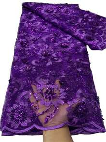 5 Yardas/1 Yarda Tela de encaje transparente con lentejuelas azul real, 2025 Encaje de malla bordado de voile suizo africano de alta calidad, adecuado para coser vestidos de novia, vestidos de fiesta - Multicolor - Ver 17
