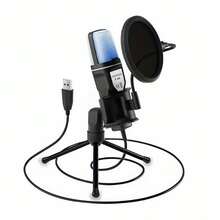 Multifunctional Condenser Metal Microphone With RGB Lighting, USB Plug And Play Gaming Microphone, Suitable For Live Streaming, Voice Calls And Instrument Recording - View 12