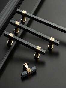 Gagang Pintu Kabinet Paduan Aluminium Hitam/Emas Panjang, Tarikan Laci Lemari Pakaian Gaya Eropa Minimalis Modern - Beraneka warna - View 8