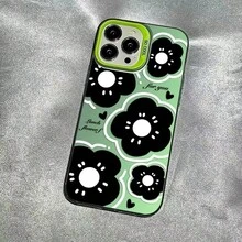 Black Flower Case Suitable For Apple 15 Pro Max,  16 Pro, Beautiful 14 Pro, Floral 17, Cute - Vỏ màu bạc - Màu đen - Cánh hoa màu đen - Xem 5