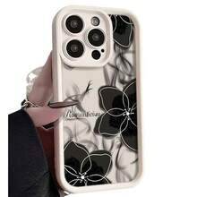 Ink Flower Case Suitable For Apple 15 Pro Max,  16 New Model, 14 Premium, 13 European And American Style, 1217 - 金剛砂-綠色-水墨花(superb) - 查看 6