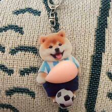3D Sticker 1件/2件 3D大肚柴犬午睡鑰匙圈，多功能掛鉤裝飾鉤，剪貼簿配件吊飾 - 藍色 - 查看 2