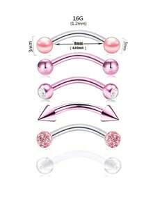 6Pcs/Lot Stainless Steel Crystal Eyebrow Piercing Set 16G CZ Curved Barbell Helix Daith Piercing Lot Lip Rings Snake Eyes Bulk - Bending Rod - View 3