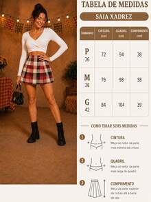 Sophisticated High-Waisted Checkered Skirt With Darts - Perfect Fit, Elegant Side Zipper, Polyester, Everyday Wear - 彩色 - 查看 3