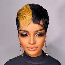 Brazilian Virgin Hair Wig Short Pixie Cut Wig Human Hair For Women 180% Density Machine Made Wigs For Halloween With Can Be Cosplay & Daily Wear 1B/27 With 1B/30 Color - Multicolor - View 12