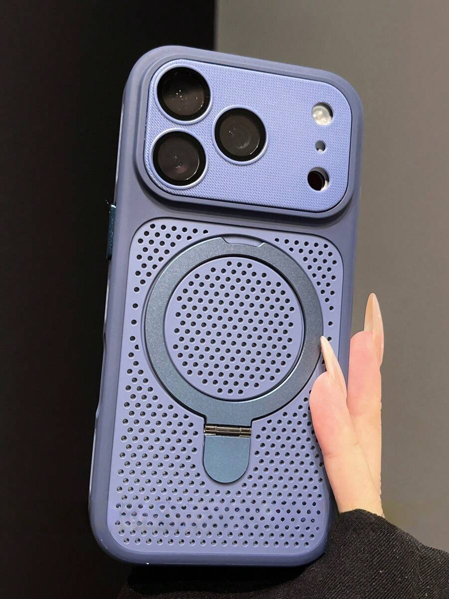 1 buah Casing Ponsel Magnetik Ring Holder Tak Terlihat yang Bernapas dan Mampu Membuang Panas, Kompatibel dengan iPhone 17 Pro Max 16 15 14 13 12 Pro Max Plus, Penutup Silikon Lembut untuk Pengisian Daya Nirkabel