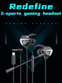 HP Wired Earphones, With 3.5mm And Type-C Plugs, In-Ear Earphones With Built-In Microphone And Inline Control, One-Click Mute And Brightness Control Buttons, Suitable For Computers, Laptops And Mobile Devices - View 3