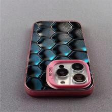 Tech Grid Is Suitable For Apple 16Pro Phone Case,  16Pro New Model, 14Pro Premium, 17Pro Personalized - 彩銀殼-粉紅色-科技方格 - 查看 1