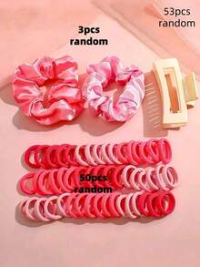 110/105/100/53pcs/Set Pink Fashion Hair Claw Clip Set, Includes Flower ...