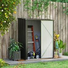 Abri de jardin 1,34 m², armoire de jardin verrouillable avec toit monopente en acier galvanisé, 161,5 x 94,5 x 196 cm, noir - Noir - Voir 7