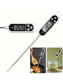 Termómetro Digital de Lectura Instantánea para Carne TP300 para Barbacoa, Parrilla, Cocina, Termómetro de Sonda con Pantalla LCD, Retención Numérica y Conversión C/F, Termómetro de Alimentos Preciso para Hornear, Líquidos, Caramelos, Filete (Incluye Batería LR44) - Multicolor - Ver 9