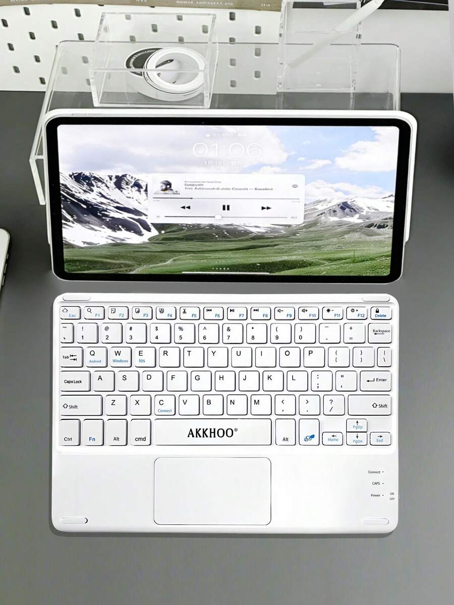 AKKHOO Wireless Keyboard, Rechargeable, Touchpad, Mini Keyboard With IPad Touch, Compatible With IPad Tablets