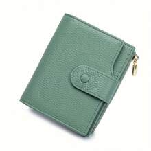 Elegant Women's Genuine Leather Folding Wallet, With A Large Capacity Design Including Credit Card Slots And A Bill Compartment. - 綠色 - 查看 1