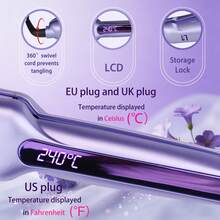 ANGENIL 2合1直髮器與捲髮棒女性專業造型工具 50–55W 110–240V雙電壓 8段可調溫度設定 - 藍色 - 查看 10