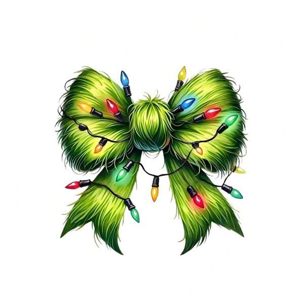 1pc/2pcs/3pcs Vibrant Green Christmas Bow Design, Suitable For Various Projects, Comes With Heat Transfer Flower. This Washable Heat Transfer Sticker Is Perfect For Spring/Summer Clothing And Decor. It Can Be Applied To Various Items Such As T-Shirts, Face Masks, Jeans.