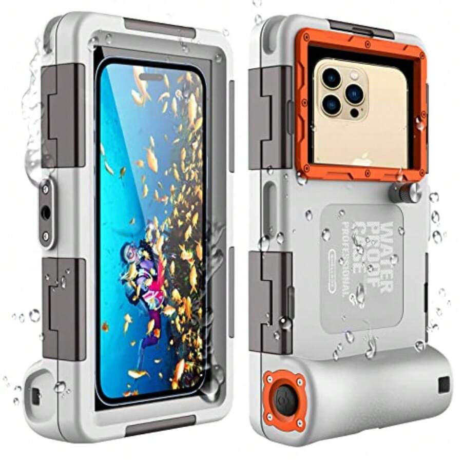 ShellBox - Funda impermeable para teléfono móvil de 7, 0 pulgadas, resistente al agua, impermeable, para natación, baño, compatible con iPhone 16, 15, Pro, 14, 13, 15, 16 Pro Max, S24 S23 - 2 generaciones gris - Ver 1