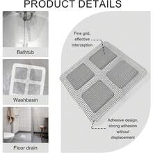 Filter Serat Persegi Sekali Pakai untuk Dapur dan Kamar Mandi, Stiker Saluran Pembuangan Perekat Diri, Aksesori Anti Serangga dan Anti Penyumbatan - A - View 3