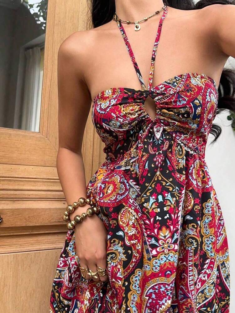 Women Midi Dresses - Blue and White - View 5