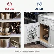 5-Tier Wall Mount Pot Lid Rack, Multi Function Cabinet Door Organizer With Cutting Board Holder & Towel Bar, Space Saving Kitchen Storage Rack For Pan Lids Chopping Boards - Silver - View 9