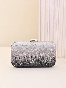 Bolso de noche con carcasa dura y brillo degradado con pedrería, adecuado para bodas, bailes de graduación, banquetes, fiestas de cóctel y celebraciones festivas, elegante para fiestas - Negro - Ver 5