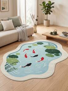 DAJIANG 1pc Koi Fish Print Rug, Kitchen Rug, Hallway Rug, Suitable For Bathroom, Kitchen, Outdoor, Indoor, Corridor, Bedroom, Living Room, Bedside Throw Rug, Machine Washable Easy To Clean, Non-Slip Backing Mat, Bedroom Decor Rug - Multicolor - View 3