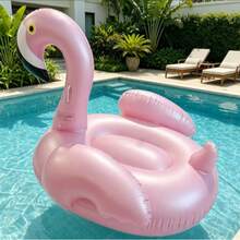 1pc Classic Pink Flamingo Inflatable Float, Thickened PVC Heavy Duty Ride-On Style With Stable Base, Summer Outdoor Prop - Pink - View 6
