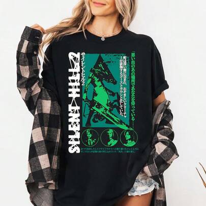 Camiseta Silent Hill 2, Camiseta con Gráfico de Pyramid Head, Estilo Vintage Horror Gamer