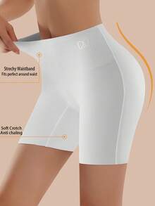 Women's High-Waisted Shorts With Tummy Control And Anti-Exposure Design (Sports Boxer Style) - Gray White Black - View 5