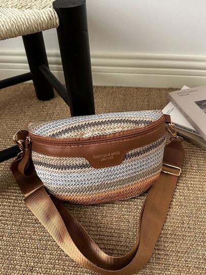 1pc Lace Crochet Crossbody Bag, White Floral Embroidered Waist Bag, Women's Casual Crossbody Chest Bag