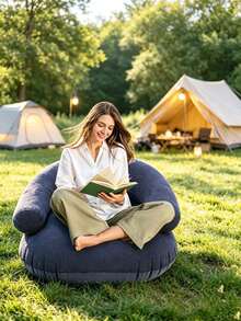 5/1pc Portable Inflatable Armrest Slouchy Sofa, Soft Flocked Inflatable Chair, Multi-Color Lightweight Foldable Outdoor Inflatable Lounge Chair, Suitable For Camping, Picnic, Beach, Dorm, Back To School, Indoor Reading And Relaxation, Easy To Inflate And Deflate Leisure Furniture - Multicolor - View 9