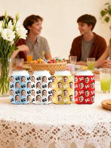 Personalized Photo Birthday Beer Can Cooler, Custom Face Photo Age Birthday Insulated Beverage Sleeve, Drink Bottle Sleeve, 30th 40th 50th 60th Birthday Anniversary Party Decoration - Multicolor - View 5