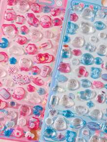 3D 浮雕貼紙 可愛卡通貓兔動物貼紙 手帳 DIY 日記可愛文具貼紙裝飾 學用品 - 彩色 - 查看 4