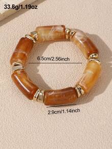 NAIZHU 1/3pcs European & American Vintage Luxury Metal Exaggerated Resin Beaded Bracelet For Women, Daily & Party Accessory - Multicolor - View 7