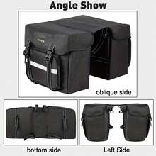 Large Capacity High Quality Bicycle Rear Seat Bag, Electric Bicycle Rear Rack Luggage Bag, Large Capacity Storage Bag, Adjustable Shoulder Strap, Spacious, Convenient For Commuting And Travel Bicycle Accessories, Gift Choice For Grandfather, Father - Black - View 9