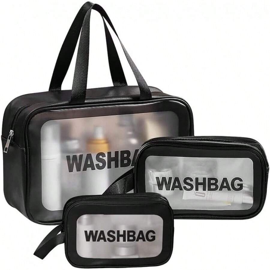 Lumbor37 Hanging Travel Toiletry Bag Organizer And Bathroom Dopp Hygiene Kit With Hook For Travel Accessories, Toiletries, Bathroom, Shaving And Makeup For Men And Women - 10-透明黑 - 查看 1