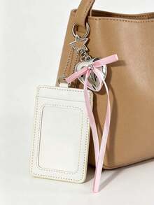Heart Bow Keychain Card Holder, PU Leather ID Badge Holder, Sweet Y2K Card Case Pendant, Credit Card Sleeve, Style Bag Charm, Suitable For Meal Card, Bus Card, Small Card, ID Card, Work Badge, Student Stationery Gift, Unique Birthday Gift, Teacher Gift, Party Gift, Back To School Gift - Multicolor - View 8