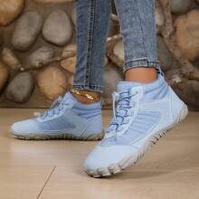Women's Mid-Top Fashion Casual Sports Shoes, Wide Toe Box Suitable For All Foot Types, Lightweight Non-Slip Leather Upper Waterproof For Daily Wear, Walking, Hiking And Trekking - Blue - View 11