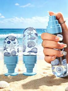 Blue Shell Print Spray Bottle - Reusable And Portable Spray Bottle / Travel Essential / Suitable For Essential Oils, Perfumes And Body Lotions / Suitable For Hair Salons, Kitchens, Bathrooms And Gardens (Random Pattern Cut), Mini Perfume - Multicolor - View 2