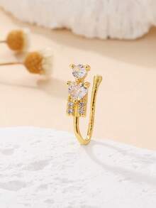 1pc Minimalist Fashion Heart-Shaped Cubic Zirconia Nose Clip Nose Ring Nose Hoop No Piercing Required Easy To Wear Fake Nose Ring Unisex Nose Decoration For Daily Wear Holiday Vacation Gift For Friends And Family - Gold - View 4