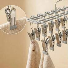 Gantungan Baju Multi-Klip Stainless Steel, Rak Pengering 20 Klip untuk Balkon, Gantungan Pakaian Dalam dan Celana Dalam Tahan Angin, Rak Penyimpanan Pakaian Dalam Dua Baris yang Dapat Berputar untuk Lemari Pakaian, Gantungan Anti-Selip Multifungsi untuk Bra, Syal, Sabuk, untuk Memilah dan Mengatur - View 11